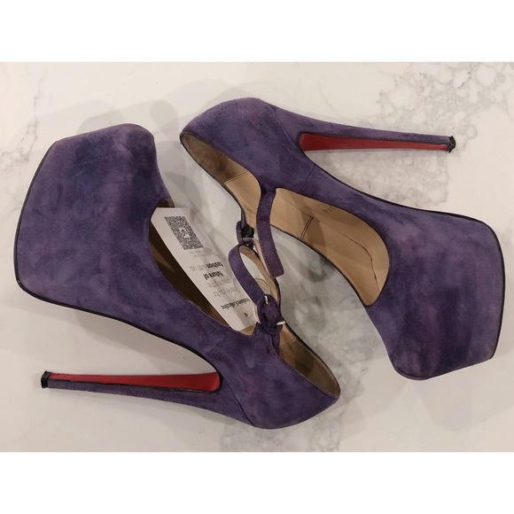Christian Louboutin Purple Suede Daffodile Mary Jane Platform Pumps SZ 36 - Picture 7 of 17